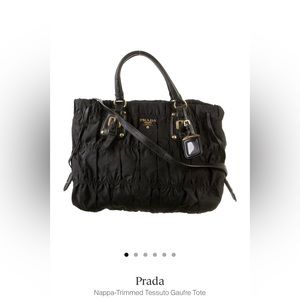 PRADA
Nappa-Trimmed Tessuto Gaufre Tote